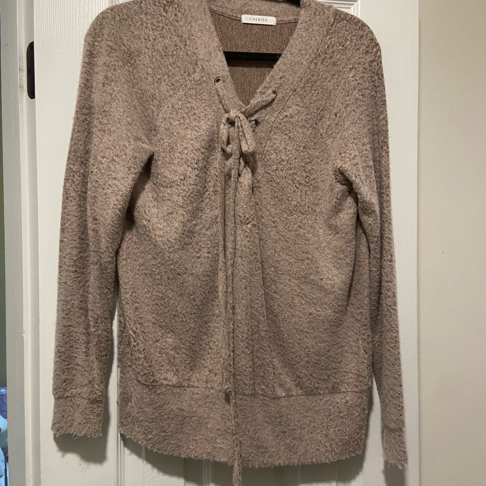 Vici Cherish Taupe Knit Cardigan